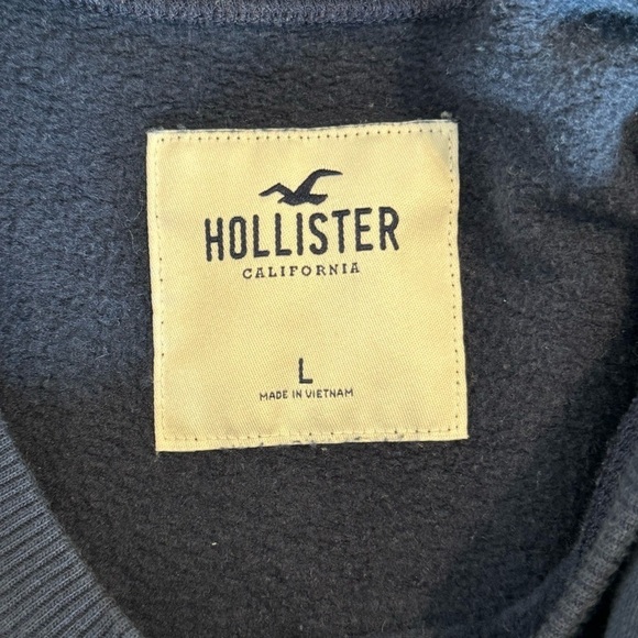 Hollister Women’s LOGO GRAPHIC CREWNECK SOFT SWEATSHIRT NAVY BLUE SIZE LARGE Y2K - Picture 5 of 6